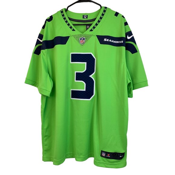 NFL Nike Mens Seahawks Jersey Shirt 2XL Mens On Field Green EUC #3 Wilson 6855 - Picture 4 of 10